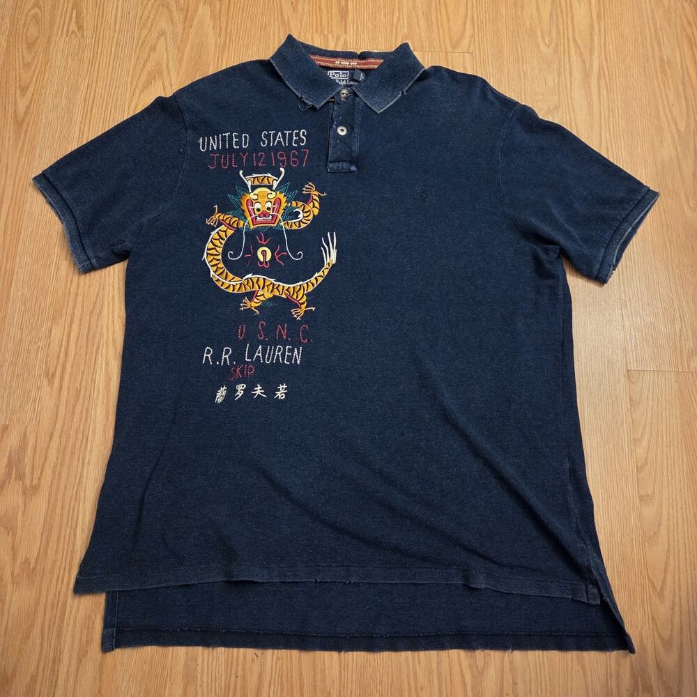 Polo Ralph Lauren Dragon Embroidered Polo Shirt US July 12 1967 Custom Fit 2XL